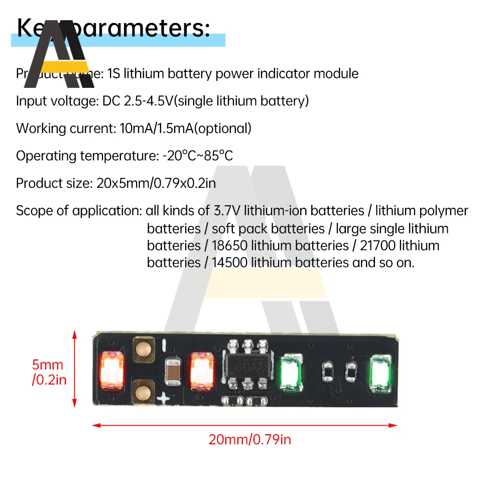 3.7~4.2V Metering Module Mini LED 1 String Ternary Lithium Battery Capacity Board Power Display Module