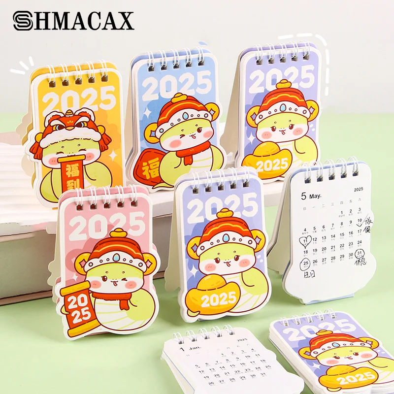 Creative Mini Cartoon Snake Calendar Special-shaped Small Desk Calendar Pocket Portable Calendar Desktop Decoration Small Gifts