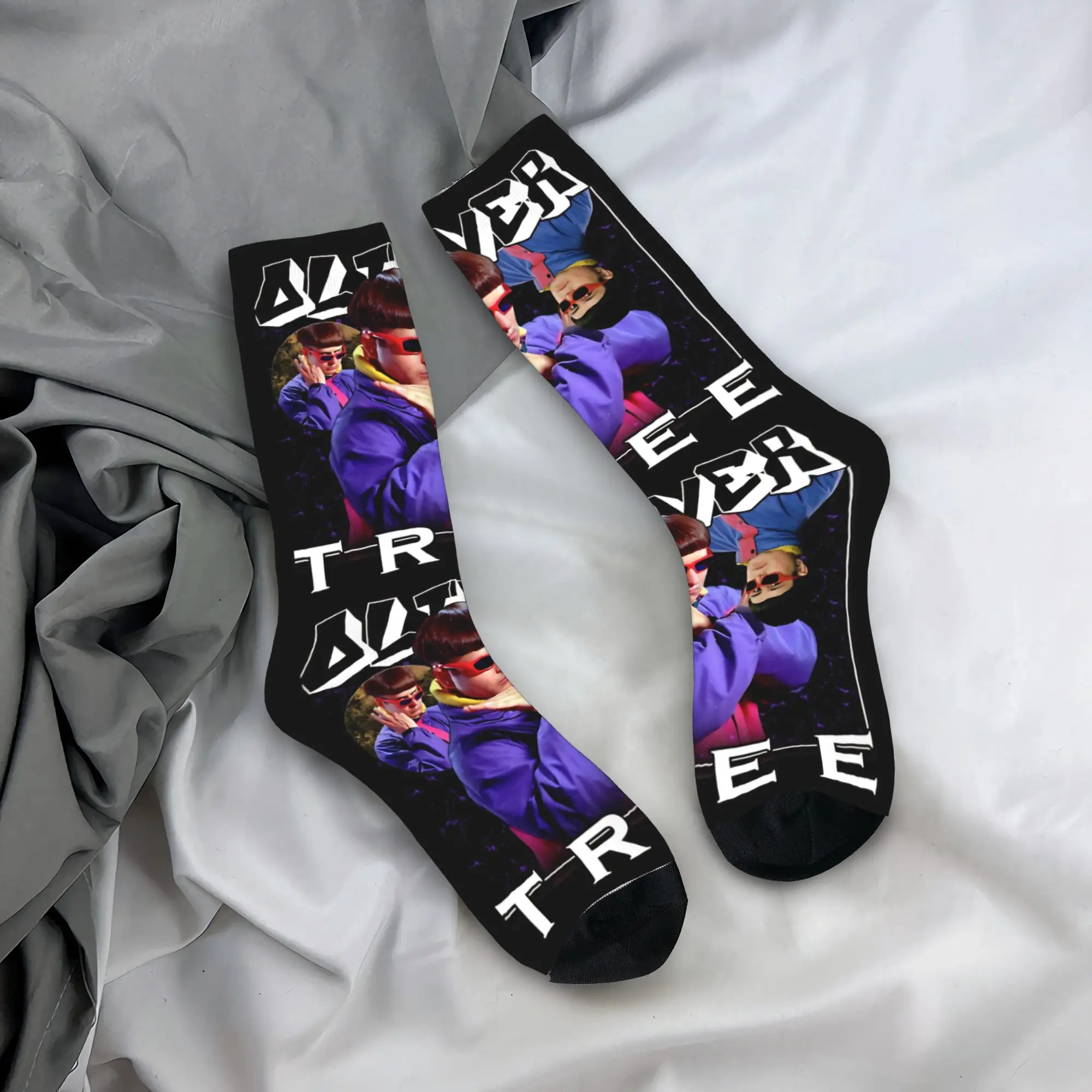 Cool Oliver Tree American Rapper Basketball Socks  Polyester Crew Socks for Unisex Non-slip