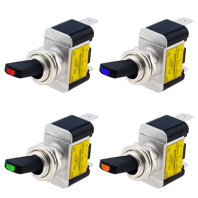 30A 12V Auto Illuminated Toggle Switch LED 2 Position Truck SPST ON Off For Car Automotive Boat ATV 1PC