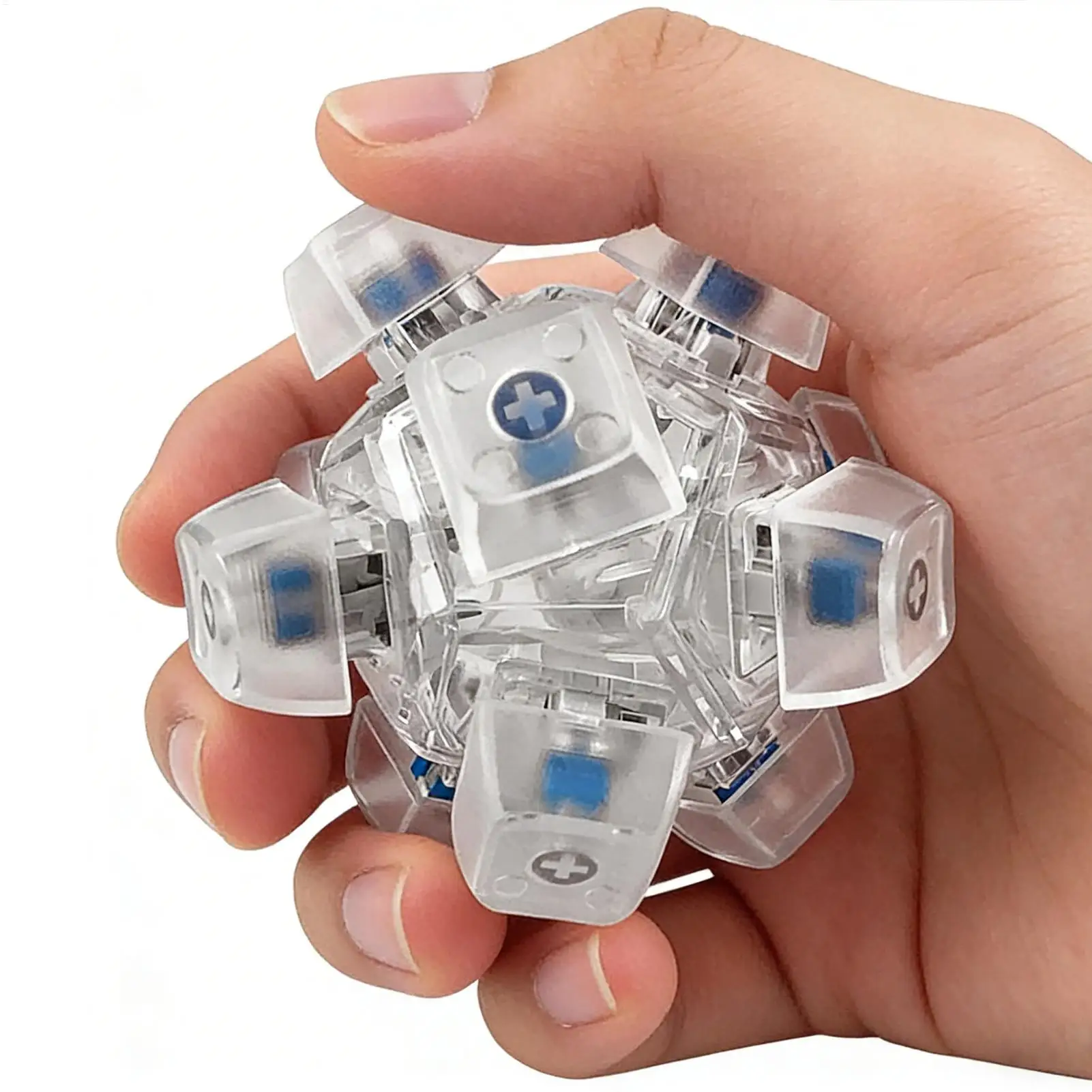 Relaxing 12 Keys Magic Ball Fidget Keychain DIY Keyboard Keys Button Finger Keyboard Caps Keycap Pass The Time Pinch Toy Adult