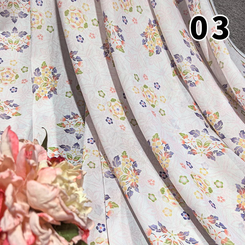 

50x150cm Tang Tea Flower Print Fabric for Hanfu Ancient Style Skirt Children's Clothing Skirt DIY Sewing Designer Fabric
