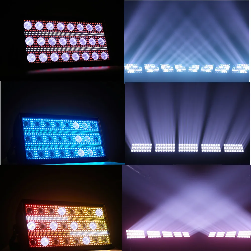 Faisceau et stroboscope LED 300W RGBW 4 en 1, lumière stroboscopique à 48 partitions, 24 pièces, stroboscope 8000K DMX super lumineux Dj Wash Bar, effets d'éclairage de scène