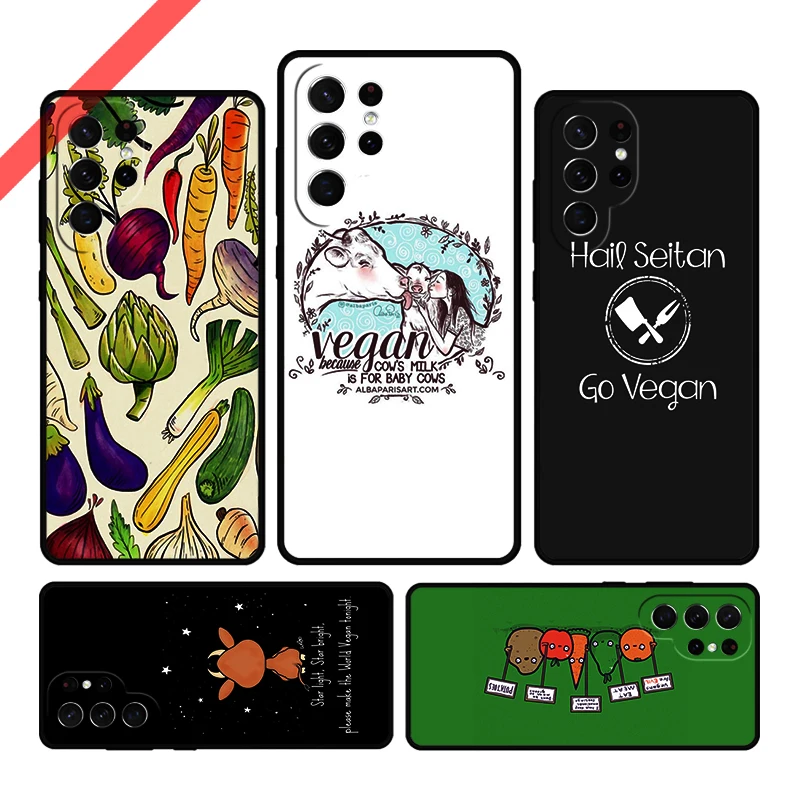 Go Vegan Food Vegetarians VEGGIE Phone Case For Samsung Galaxy S20 FE S21 S10 S23 Plus S24 S22 Ultra Note20 Note10 S9 S8 Cover