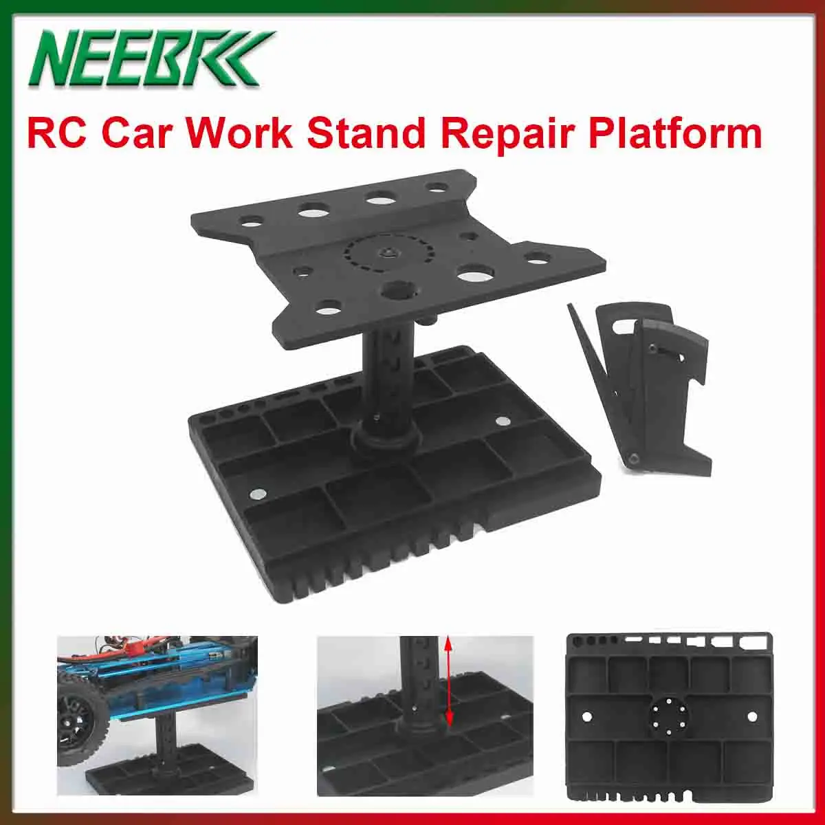 RC Car Multifunctional Work Stand Repair Platform Adjustable 360° Rotating with Protractor for RC Crawler Buggy Traxxas Axial