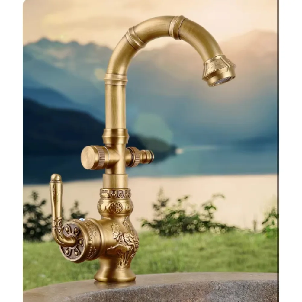 

Ретро латунный антифриз открытый водопроводный кран горячий и холодный антикварный смеситель для раковины в ванной комнате