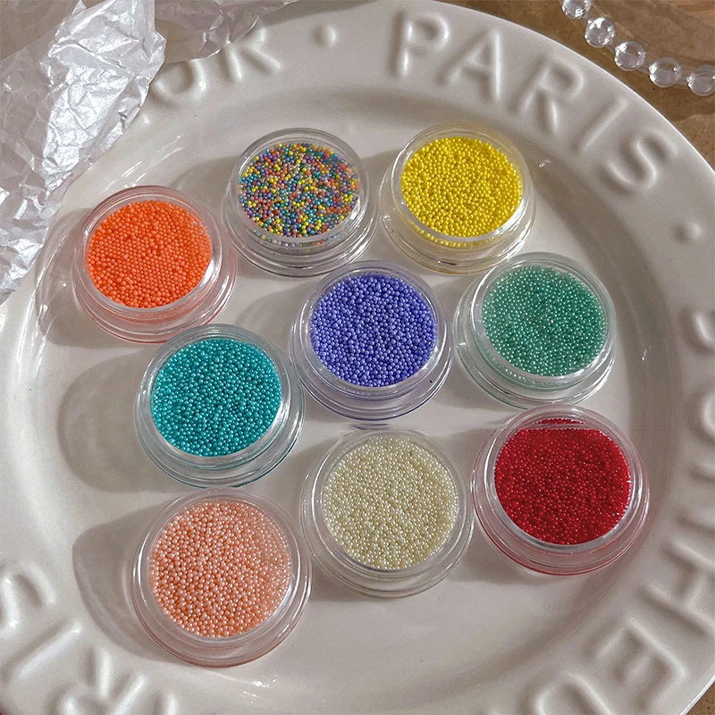 Nail Art Colored Beads Micro Mini Micro Iridescent Nail Charms Glitter Nails Art Tiny Bead Nail Art Pearls For Nail Decor