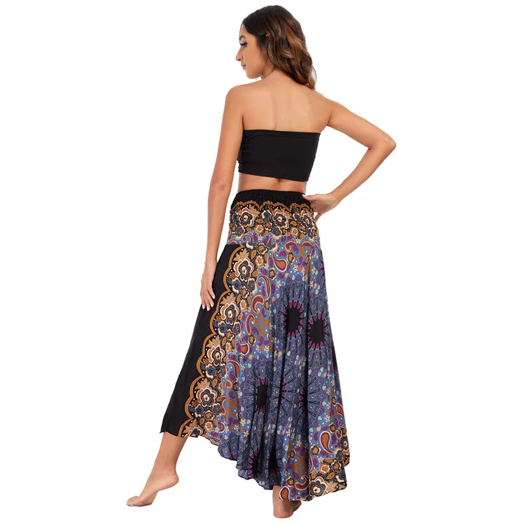 Maxi Boho Lange Röcke für Damen Bohemian Rock mit Blumenmuster Gypsy Boho Hippie Yoga Urlaub Strand – Detail 3
