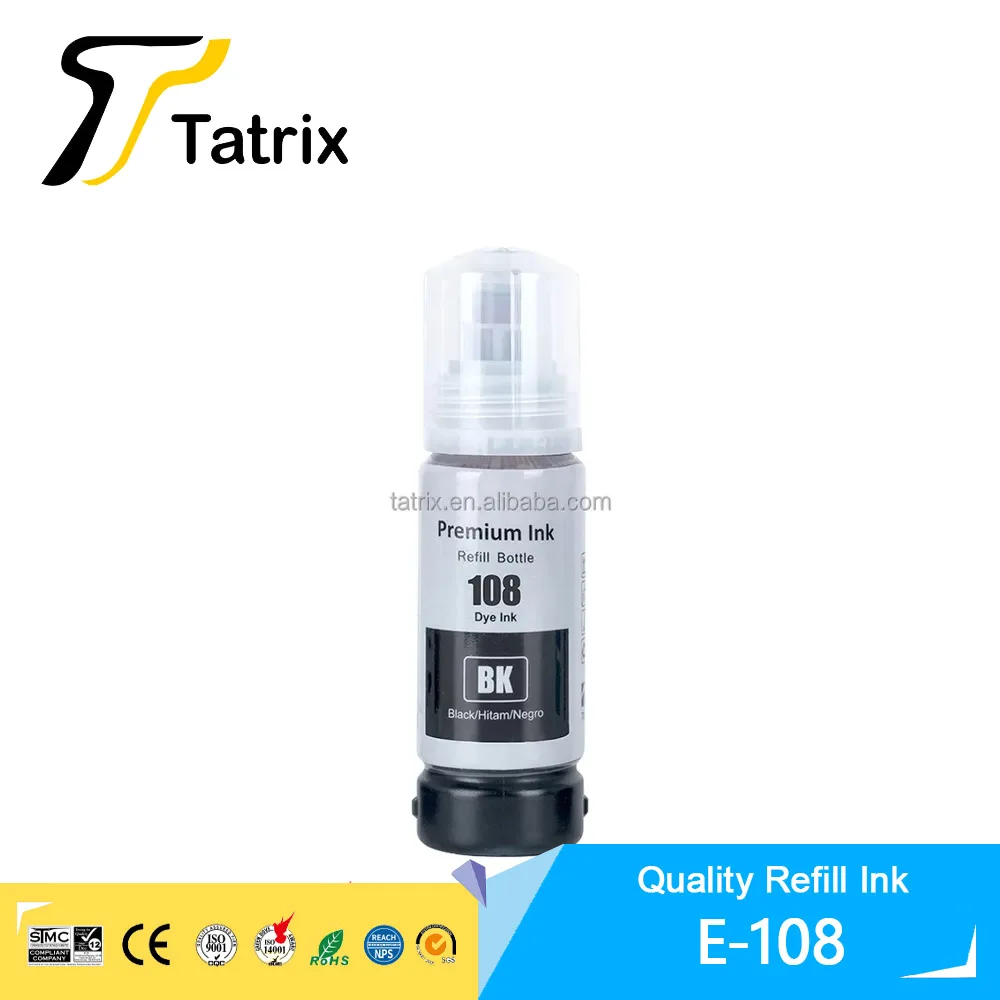 Tatrix For Epson 108 ink Compatible Color Water Based Bottle Refill Bulk Inkjet Ink 108 for Epson L8050/L18050 Printer