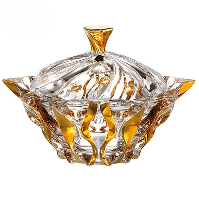 

Crystal glass sugar tank storage fruit tray living room coffee table ornament dried fruit candy tank