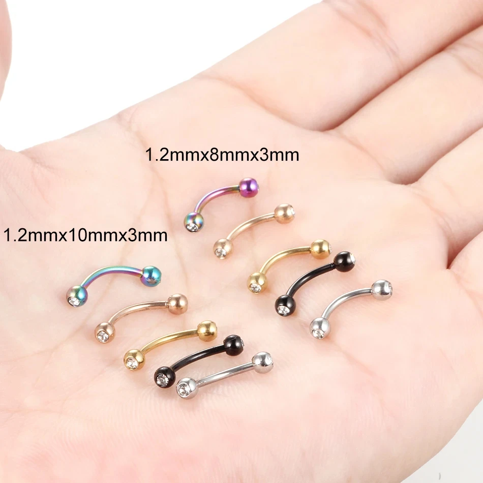 1PC Steel Eyebrow Banana Piercings Curved Barbell Ring Lip Labret Tongue Piercings Daith Helix Earring Piercings Body Jewelry
