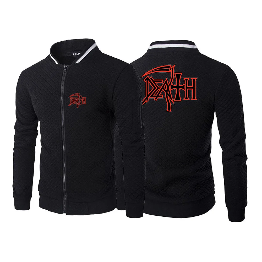 Death Rock Band Heavy Metal Printed New Mens Plaid Sweatshirts Zipper Sweatshirts Stand Collar Casual Zipper Sweatshirt Clothing