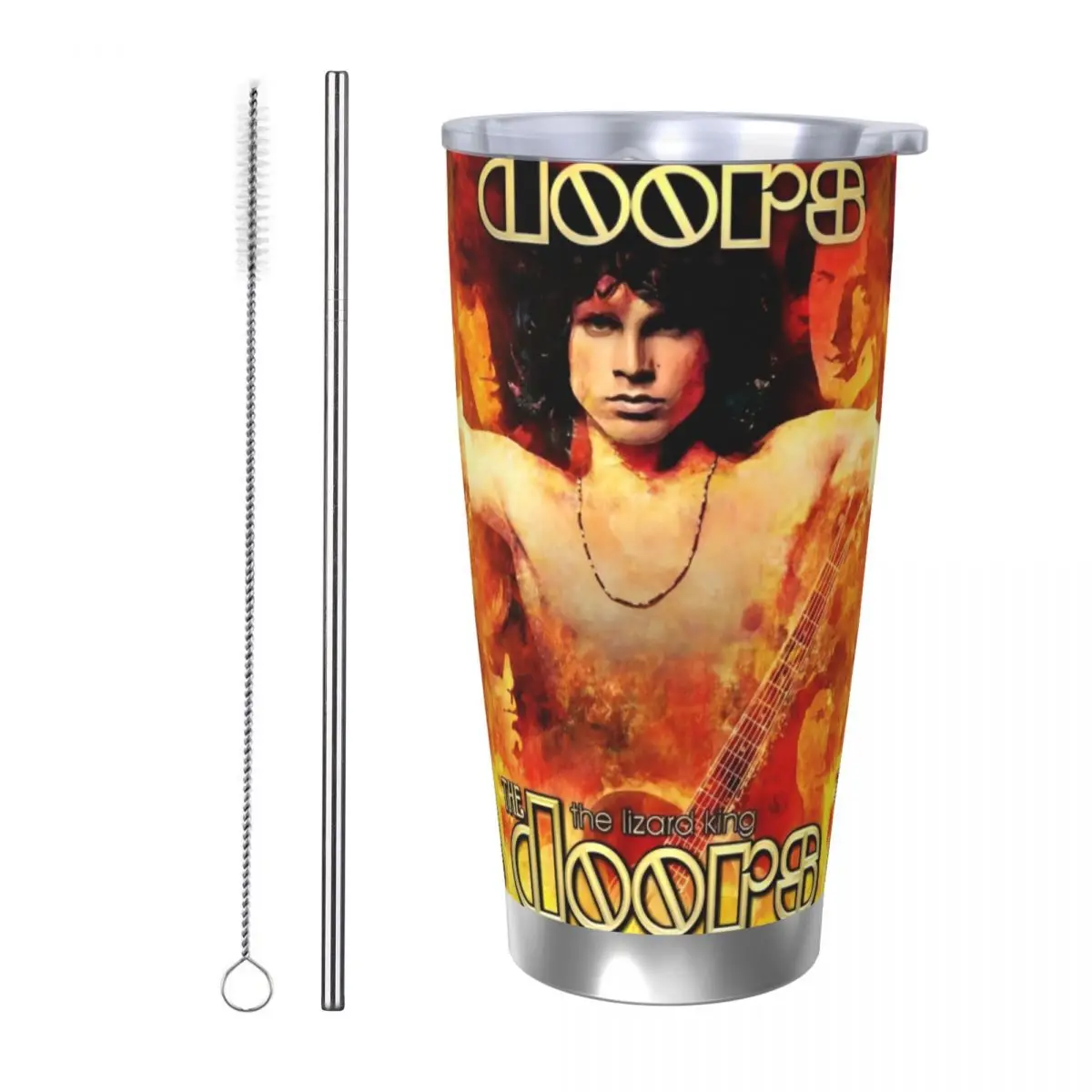 Jim Morrison Tumbler Vacuum Insulated The Doors Gate Rock Band Thermal Cup Stainless Steel Outdoor Mug Water Bottle, 20oz