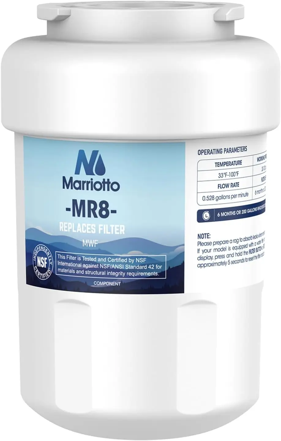 

NSF 42 Certified Refrigerator Water Filter, Replacement for MWF, MWFA, GWF, 46-9991, 1 Pack