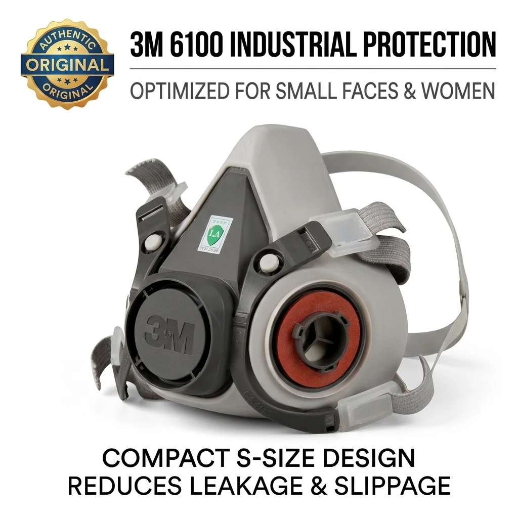 

Original 3M 6100 Gas Mask Small Size S Reusable Half Facepiece Respirator for Spray Painting Polishing Chemical Safety Work