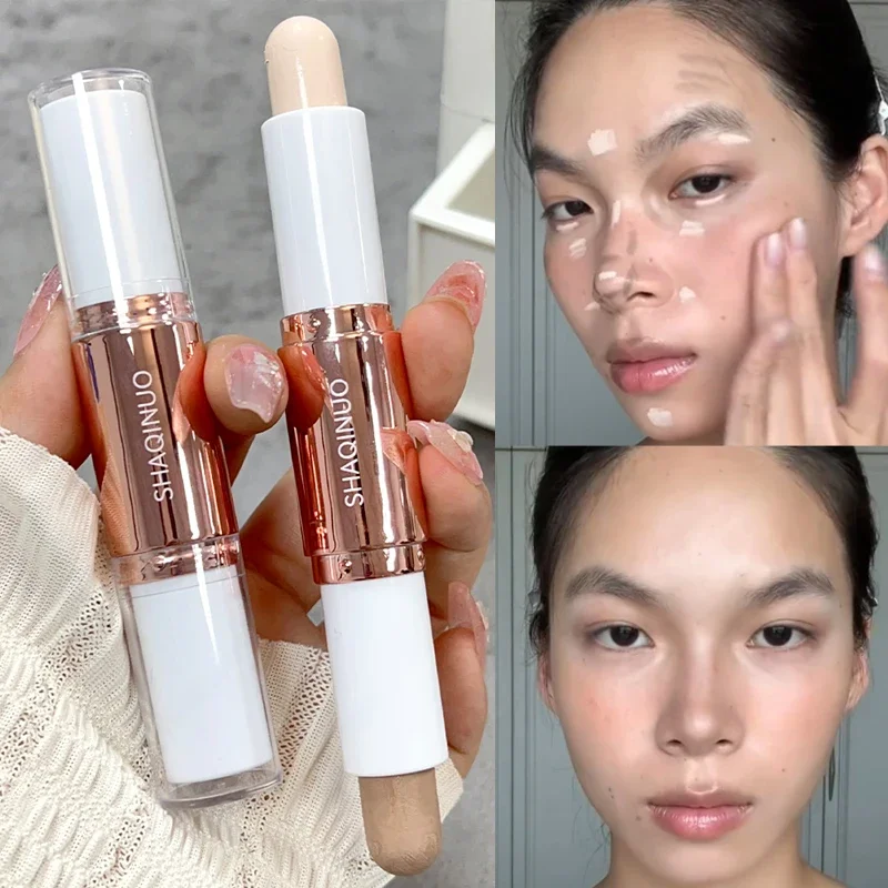 Mat burun gölge bronzlaştırıcı sopa çift kafa parlak 2 in 1 gri kahverengi şekillendirme krem vurgulayıcı makyaj kozmetik aydınlatmak