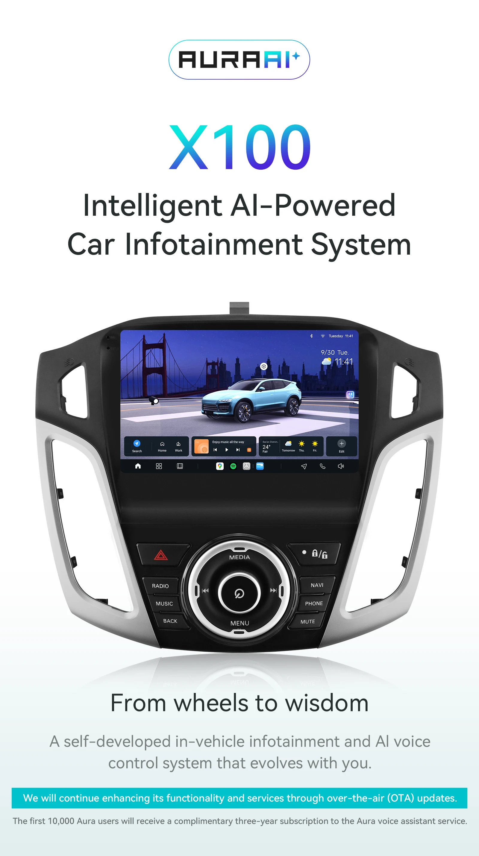 Hizpo 2K Bildschirm Android Auto für Ford Focus 3 Mk 3 2011 - 2019 Auto-Infotainment 3D HD Multimedia-Player Stereo Kabelloses Carplay – Detail 2