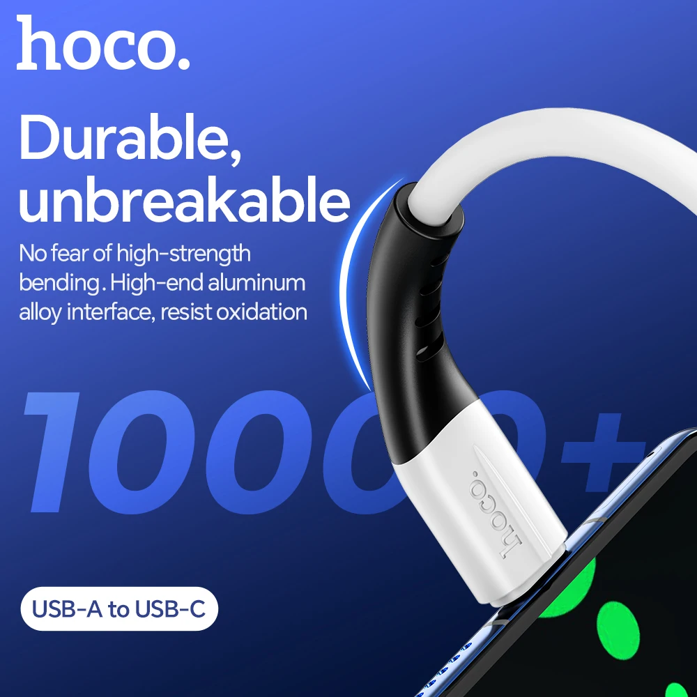 HOCO USB Liquid Silicone Phone Charging Cable For iPhone 15 16 Pro Max 3A Type C Phone Wired Cord Data Transimission For Samsung