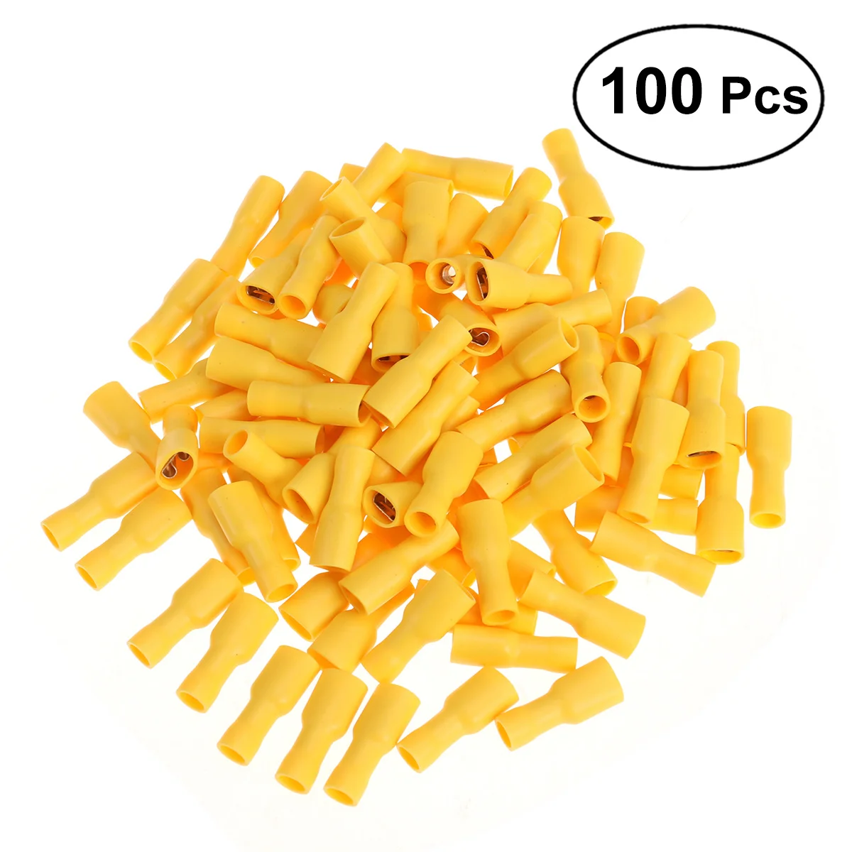 

100Pcs Insulated Female Electrical Wire Crimp Terminals Yellow Suitable for 25-65Mm Cable Auto Navigation Crimp Connectors Set