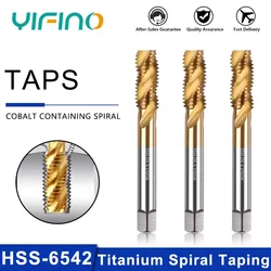 YIFINO HSS-6542 Cobalt Containing Spiral Tips Stainless Steel Special Titanium Plated Tapping Bit m3m4m5m6m8m10