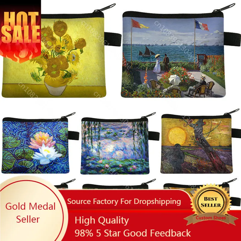 Vintage Coin Purse Wallet Women Famous Oil Painting Small Wallet Hasp Creative Clutch Bag Good Gift Women's Mini Purses