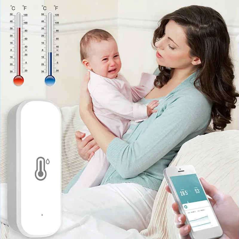 Tuya WiFi درجة الحرارة والرطوبة المنزل الذكي ميزان الحرارة الرطوبة APP إنذار عن بعد العمل مع Alexa Google Home