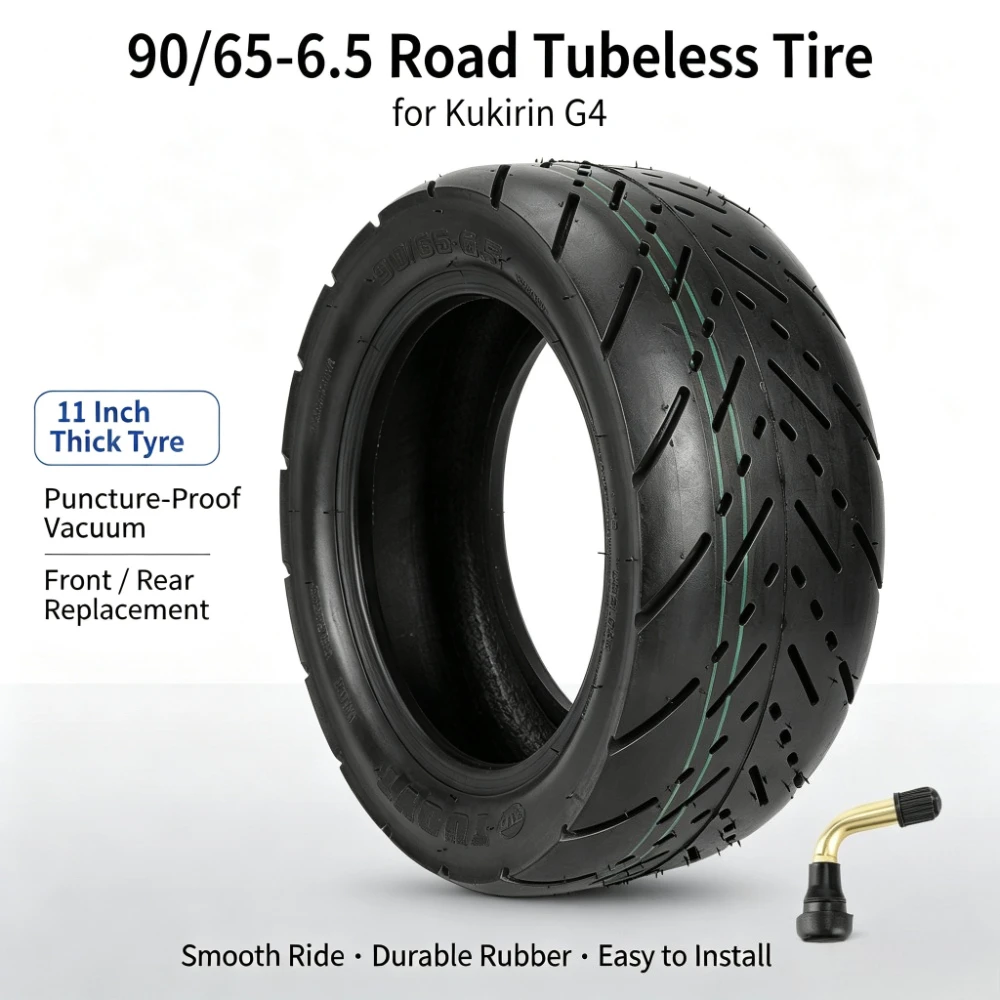 90/65-6.5 schlauchloser Straßenreifen für Kukirin G4, 11" dicker, pannensicherer Vakuumreifen für Vorder-/Hinterreifen