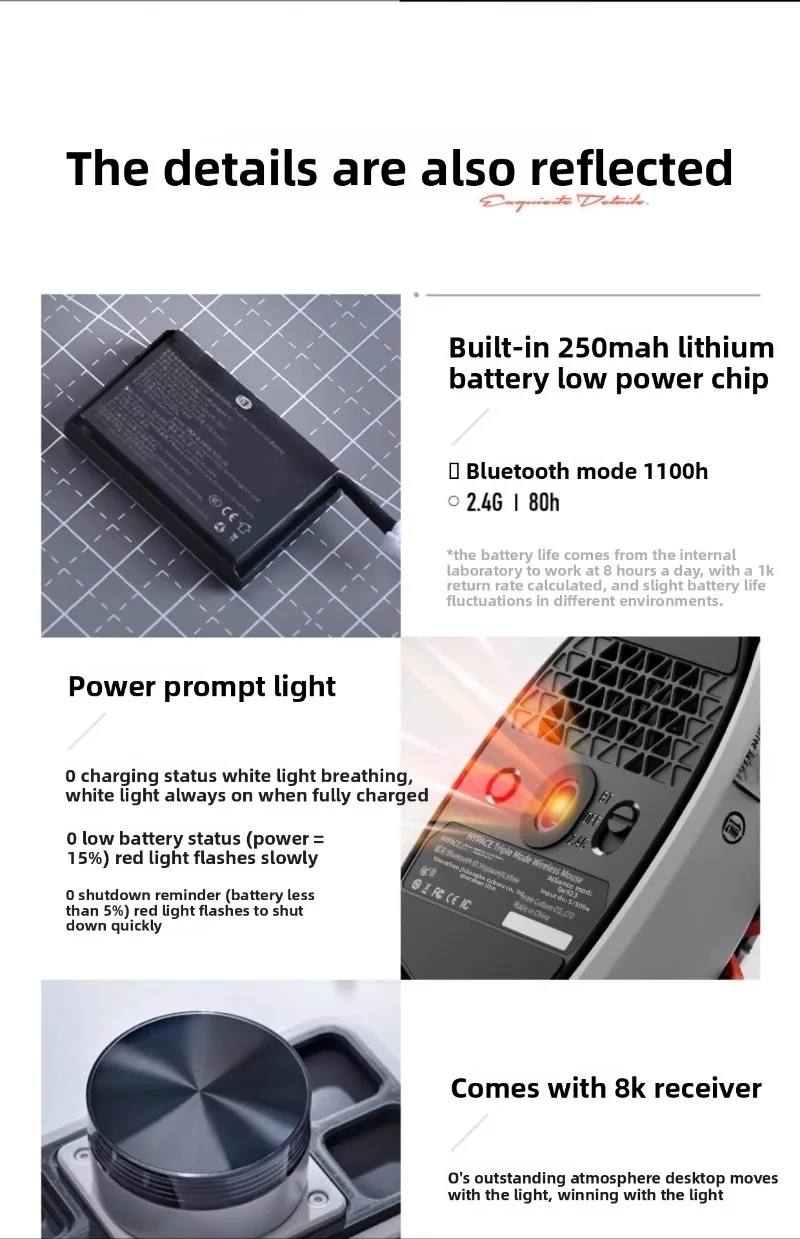 ماوس ألعاب HYPACE Falcon للرياضات الإلكترونية، سماعة لاسلكية تعمل بالبلوتوث، ثلاثي الأوضاع للمكتب، خفيف الوزن 3950 #5