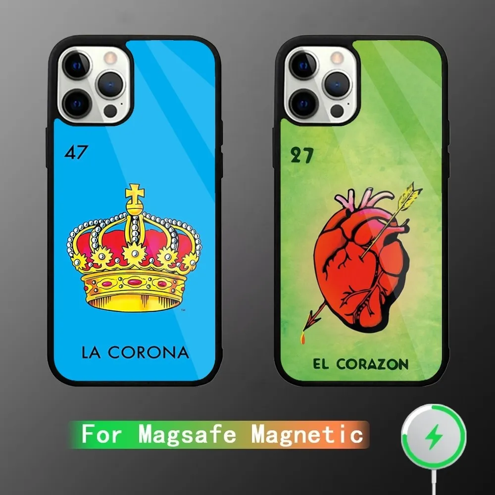 Mexican Bingo Loteria Phone Case For iPhone 15,14,13,12,11,Plus,Pro,Max Mini Magsafe Magnetic Wireless Charging