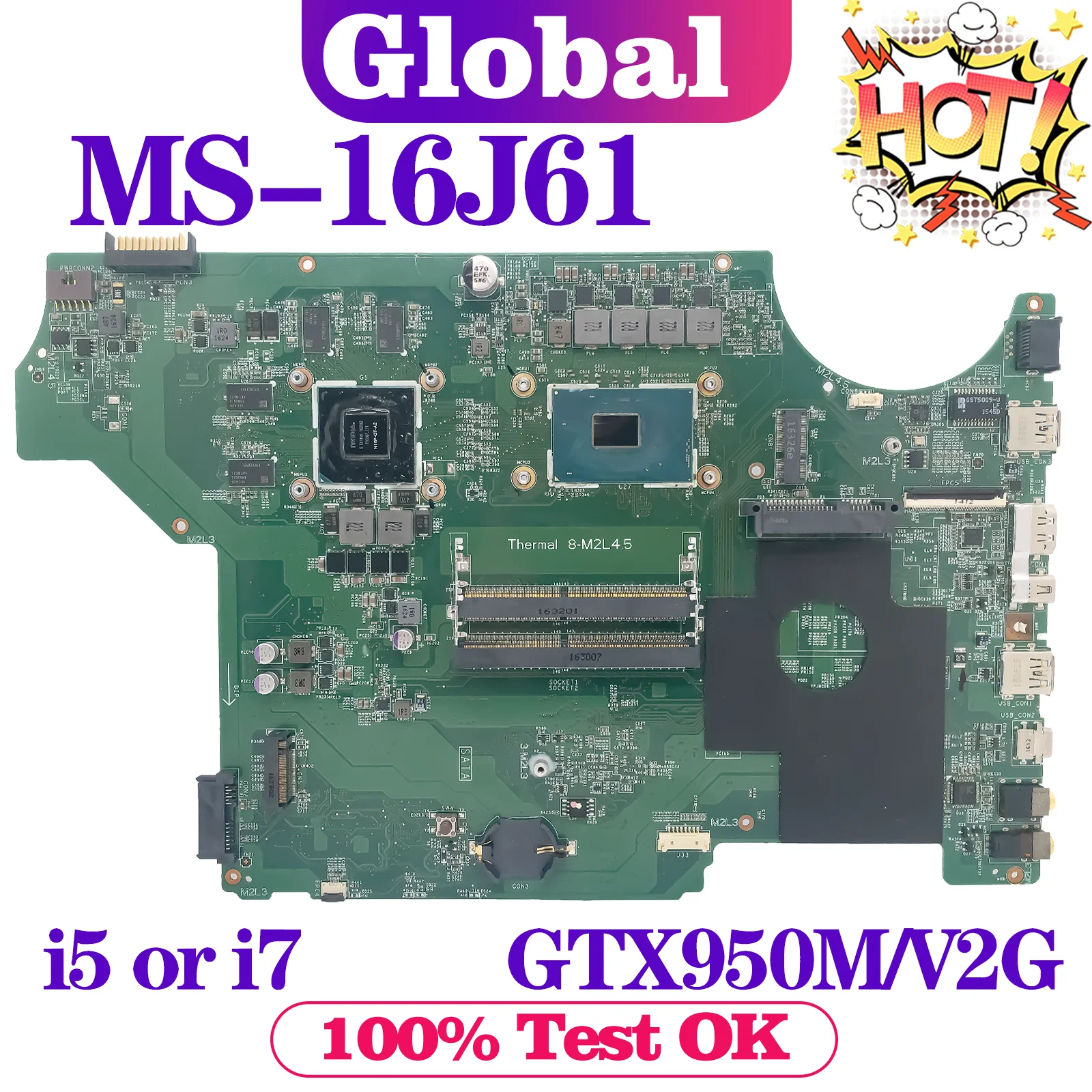 

Материнская плата KEFU для MSI MS-16J61, материнская плата для ноутбука i5 i7 6-го поколения GTX950M/V2G DDR4