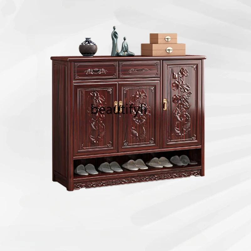 

Door Home Large Capacity Chinese Furniture Classical Solid Wood Entrance Storage Shoe Cabinet