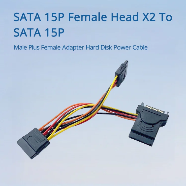 SATA 15P Testa femmina X2 a SATA 15P Maschio Plus Femmina Adattatore Cavo di alimentazione disco rigido Lunghezza opzionale 0,15 M 0,3 M
