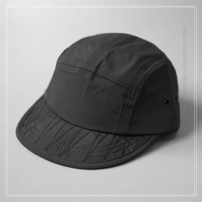 Customized Logo Print Japanese Quick-drying 5 panel Outdoor Camping Hat American Flat-brim Hat Sealing Soft-brim Baseball Cap