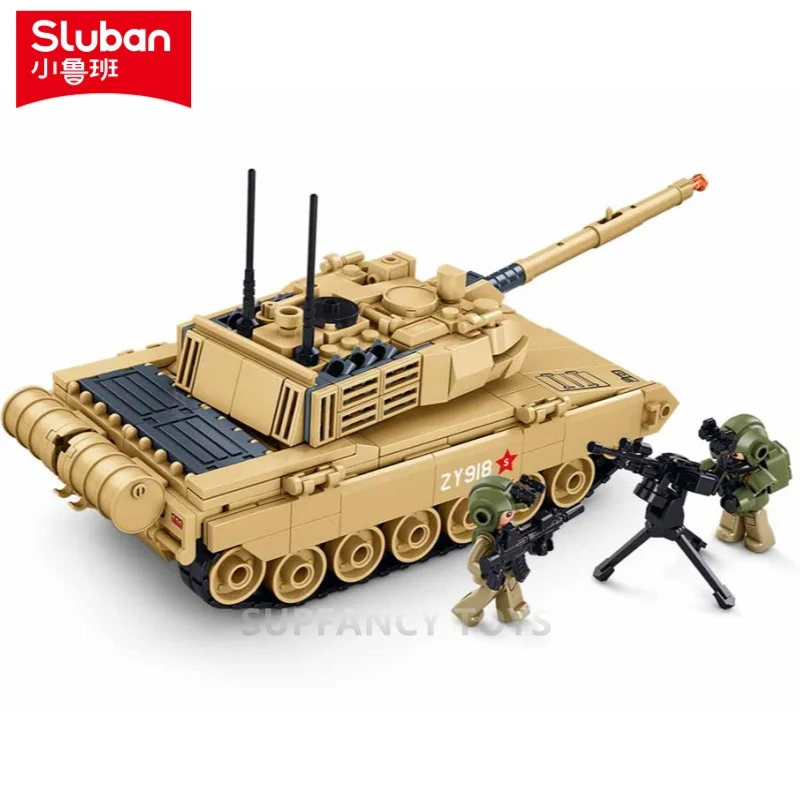 Sluban 411 قطعة ضوء عسكري رئيسي دبابة قتال نموذج الطوب القوات المدرعة اللبنات مجموعات ألعاب تعليمية للأطفال