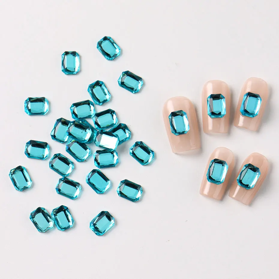 50/100 قطعة الأزرق مسمار سحر الراين تسلق البحر الأزرق جوهرة مسمار أجزاء بريق مربع شقة DIY بها بنفسك الماس الاصطناعي مانيكير ديكور