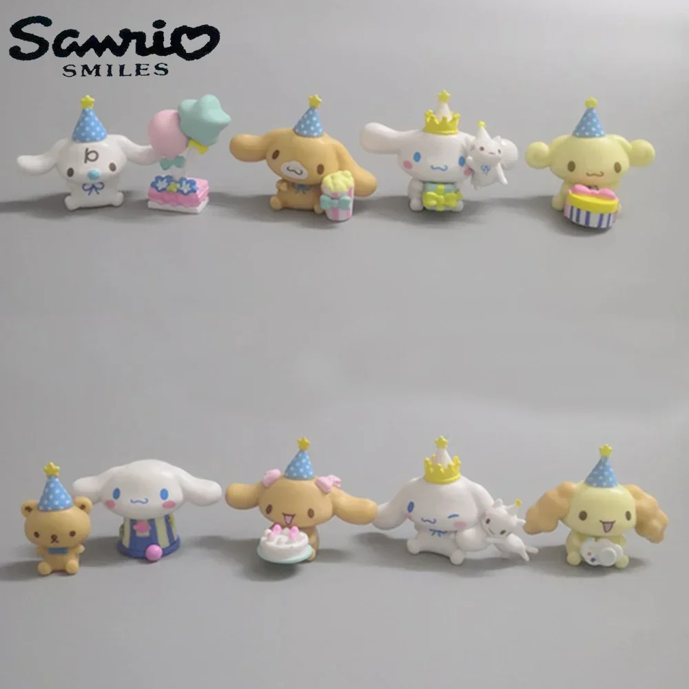 Anime Figure Christmas Hat, Hello Kitty, Sanrio, Melodia, Cinnamoroll, Boneca Kuromi, Kawaii, Decoração de Bolo DIY, Presentes de Natal, 6cm