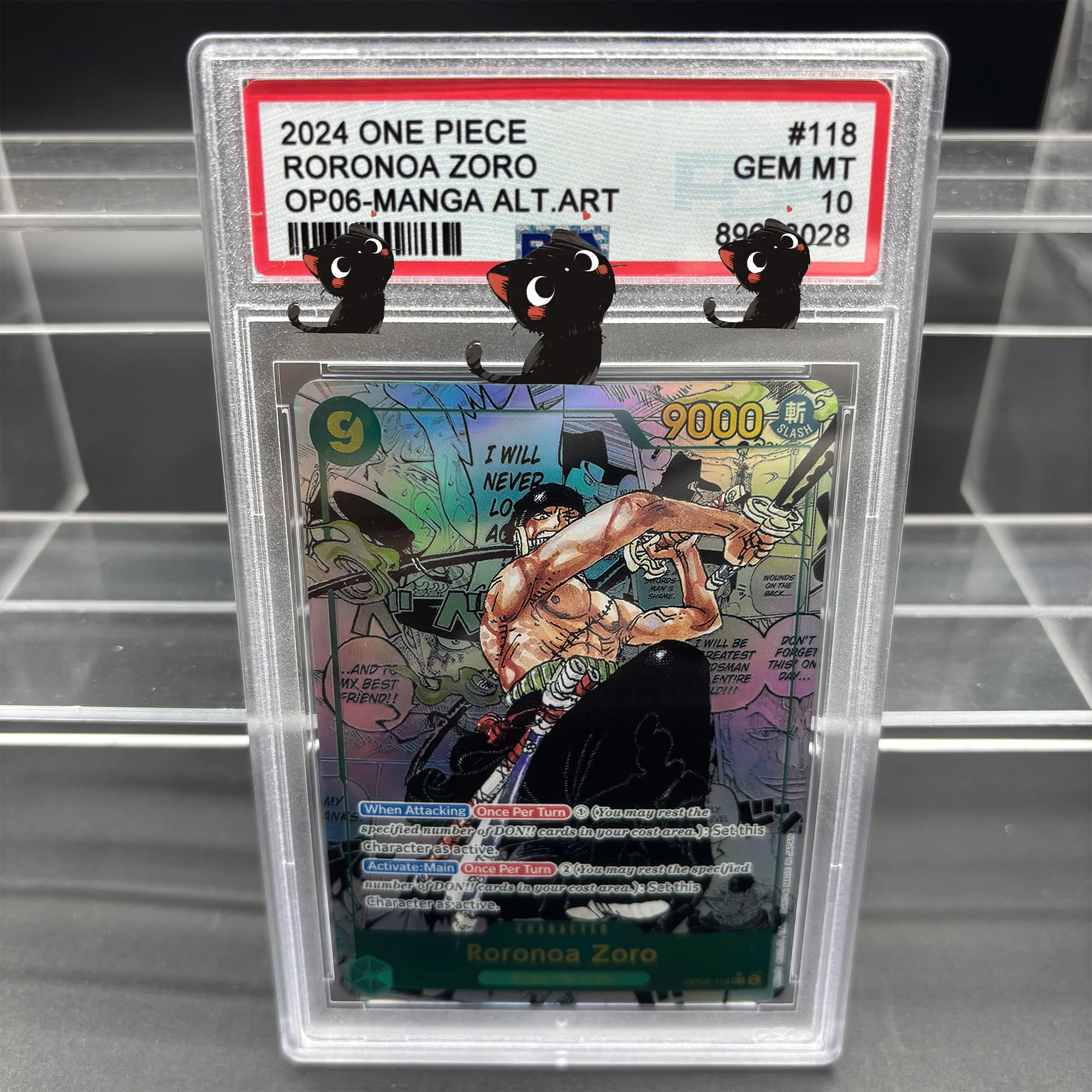 Diy opcg psa 10 2024 uma peça roronoa zoro OP06-MANGA alt.art auto controle coletar assinatura negociação cartão flash anime presente