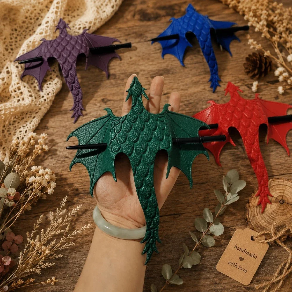 1 Stück Gotischer Drachenflügel-Haarstab, Mittelalterlicher Drachen-Haarstab mit Wikinger-Ledergriff, Holzstab für Damen Alltagsgebrauch & Cosplay – Detail 9