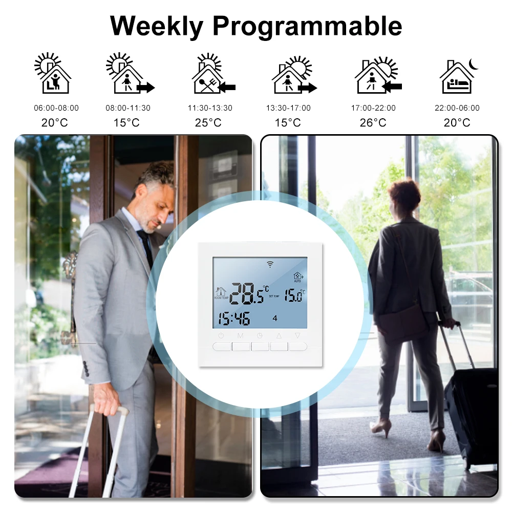 Wifi Smart Thermostat Temperature Controller Floor Heating Regulator 220V 16A/3A LCD Weekly Programmable Work with Google Home