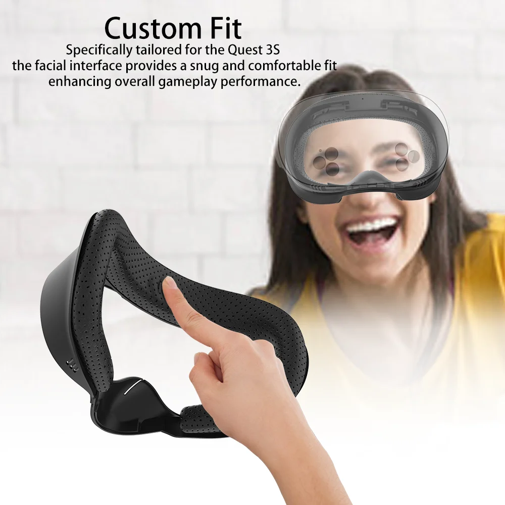 Juego de fundas faciales para auriculares Meta quest3s VR, almohadilla de esponja de espuma, soporte de cojín protector para Quest 3S, reemplazo integrado de ampliación
