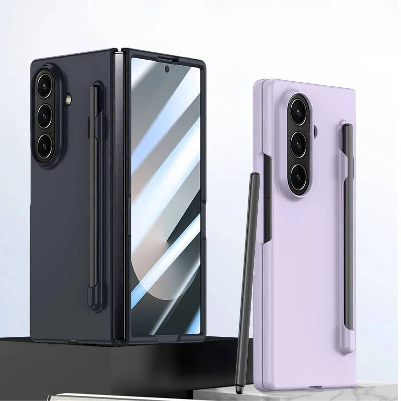 حافظة متعددة الألوان رفيعة للغاية غير لامعة لهاتف سامسونج جالاكسي Z Fold 7 6 5 4 فتحة قلم مع قلم لمس غطاء صلب مقاوم للصدمات