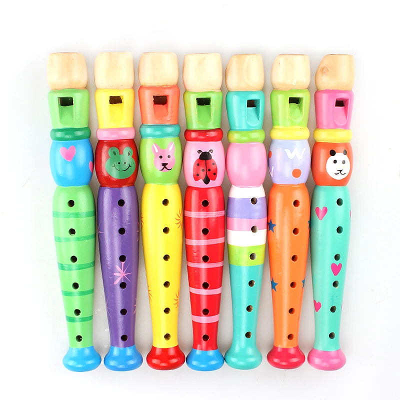 1Pc Wooden Cartoon Flute Children Clarinet 6-Hole Piccolo Baby Toys Musical Instrument Toys Early Education Enlightenment TMZ