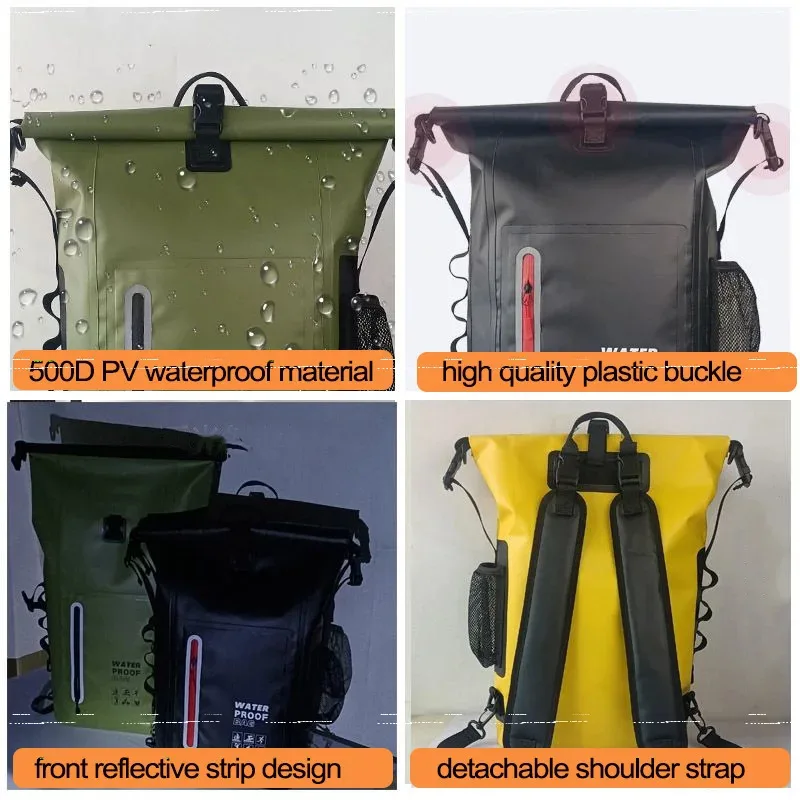 Waterproof Kayak Dry Bag Drift Swimming Backpack Large River Trekking Shoulder Beach Diving Dry Rafting Canoeing PVC Camping Bag - view 3