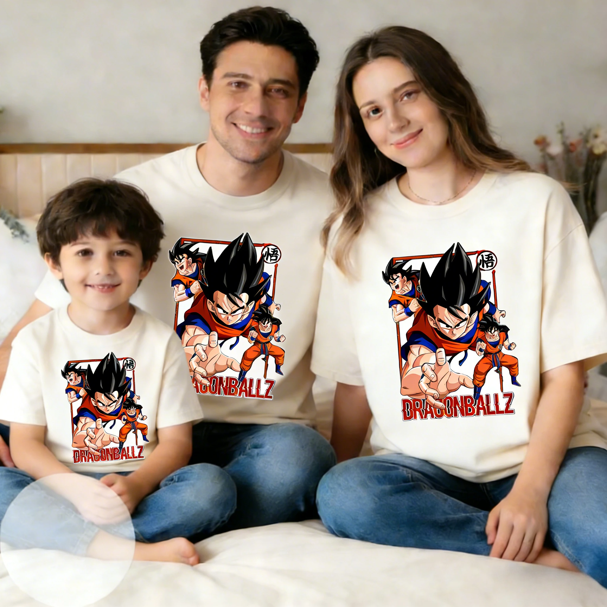 

2026 Summer Dragon Ball Retro High Quality Cotton Oversized T-shirt Goku Printed Unisex Family Children's Casual Short Sleeves