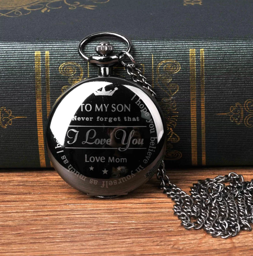 

Men and women pendant fashion retro lettering "TO MY son " quartz pocket watch vintage necklace antique pocket watch