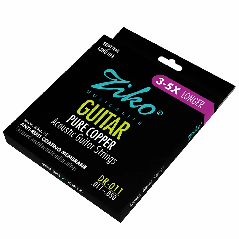 ZIKO DR-011 Acoustic Guitar Strings Hexagon Alloy Wire Pure Copper Wound Anti-Rust Coating Acoustic Guitar Strings Accessories