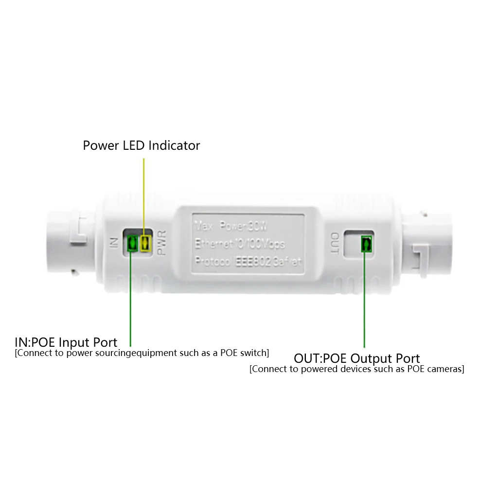 POE Extender/Repeater Outdoor Waterproof 500m Extension POE Injector Adapter IEEE802.3af/at Plug & Play for PoE Switch IP Camera