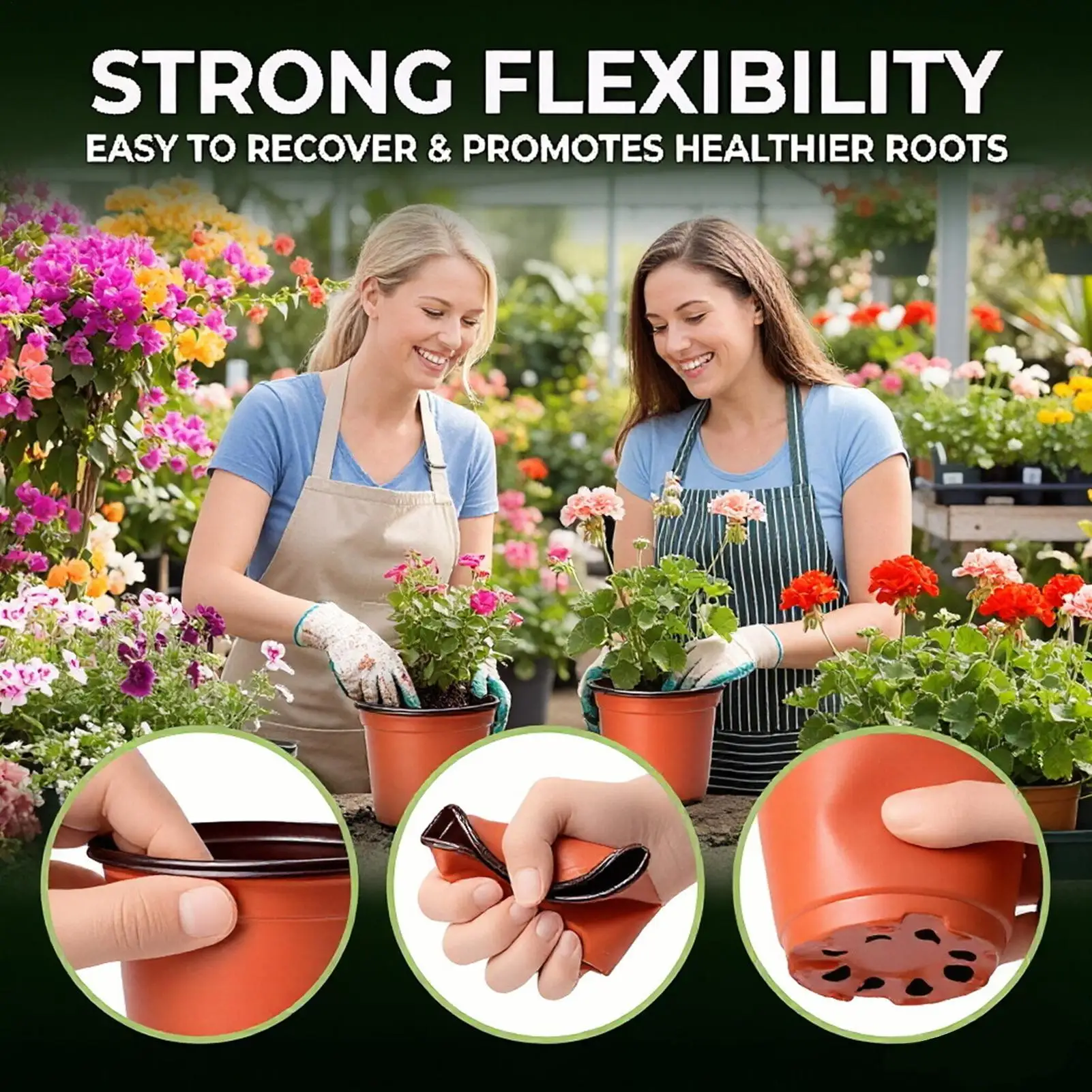 100 plastic flower pots with labels Portable Flexible Planter for Garden Outdoor Patio Greenhouse Balcony Succulents Vegetables