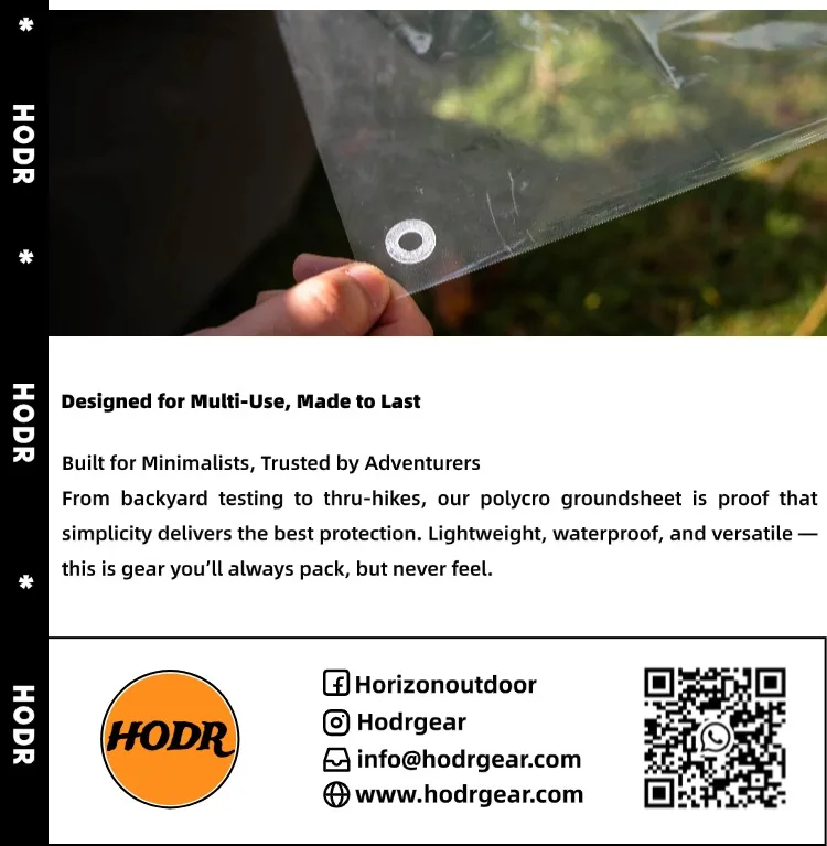 [HODR GEAR] Ultraleichte Polycro-Bodenplane 69g — Wasserdichte Zeltunterlage, tragbare Camping-UL-Ausrüstung, Wanderzubehör – Detail 11