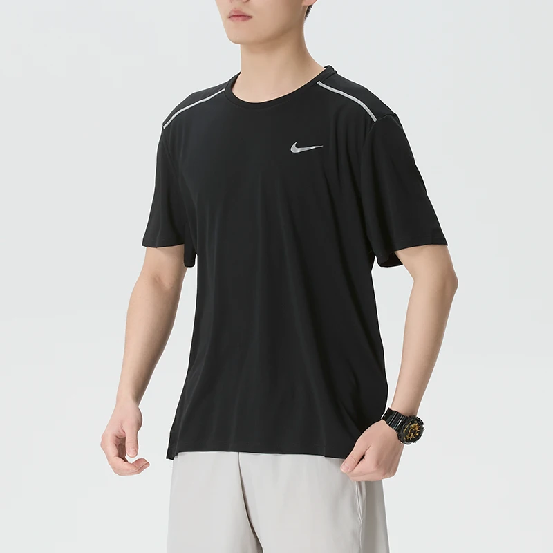 Nike T-Shirt Men's Sportswear Fitness Quick-Drying Top Breathable Small Logo Ice Silk Round Neck Short Sleeve If2083-010